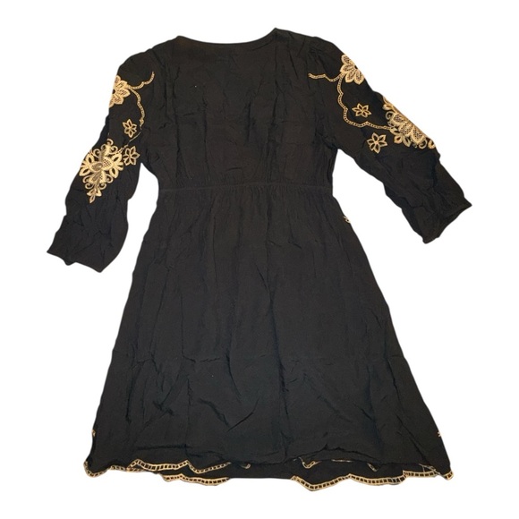 Forever 21 Black Dress with Gold Floral Boho Design - Picture 4 of 4
